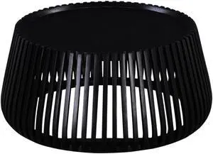 Contemporary 31" Solid Wood Drum-Shaped Coffee Table, Living Room Sofa Table, Black