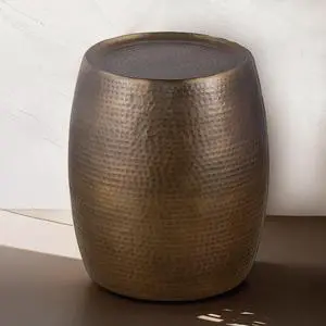 ET501 Modern Contemporary Aluminum material 21" Height End Table, Side Table with Glossy Hand Hammered Design Antique Gold  same as B009P298418 (CA inventory)