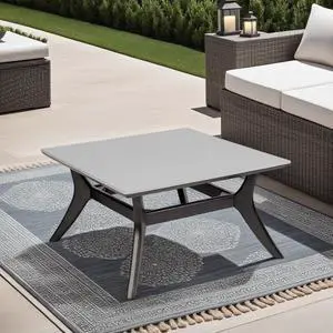 Beckham Outdoor Coffee Table in Dark Eucalyptus Wood and Super Stone