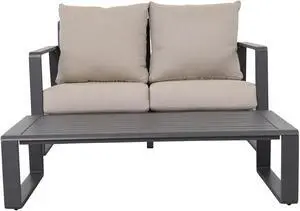 Double sofa + rectangular coffee table, light gray cushions JM 9017 (Tino Tino)