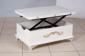 Rio Smart Coffee Table For Living Room, Adjustable Height Coffee Table, 1001 White
