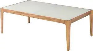 Gwynn Frosted Glass Top Natural Finish Coffee Table