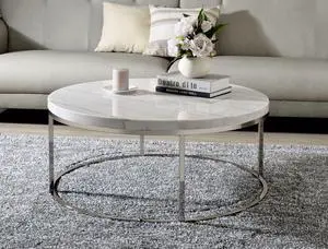 Zaidee Mable Top & Nickel Finish Coffee Table