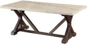 Romina White Marble Top & Weathered Espresso Finish Coffee Table