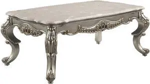 Miliani Natural Marble Top & Antique Bronze Finish Coffee Table W/Marble Top
