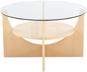 U-Shaped Contemporary Coffee Table in Natural Wood and Clear Glass by LumiSource