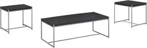 Lennox 3 Piece Black Coffee and End Table Set