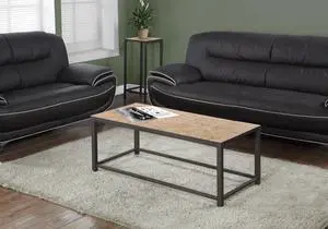 Coffee Table, Accent, Cocktail, Rectangular, Living Room, 42" L, Brown Tile, Brown Metal, Transitional
