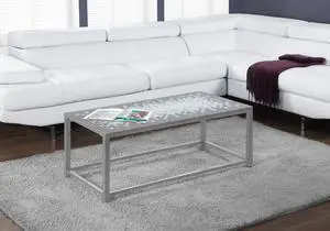 Coffee Table, Accent, Cocktail, Rectangular, Living Room, 42" L, Blue Tile, Grey Metal, Transitional