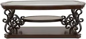 Bianca Merlot 2-Shelf Glass Top Coffee Table