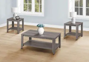 Table Set, 3pcs Set, Coffee, End, Side, Accent, Living Room, Grey Laminate, Transitional