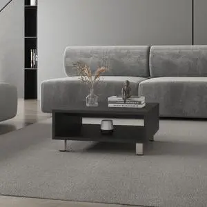 Avondale Coffee Table in Melamine with Open Storage, Black