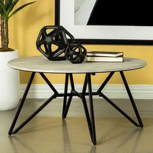 Travis Cement and Gunmetal Round Top Coffee Table