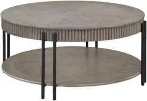 1pc Contemporary Round Coffee Table with Storage Shelf Black Brown Tan / Beige Finish Living Room Wooden Modern Furniture