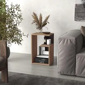 Everet 25" High 3-Tier Shelf Side Table Wengue - Black