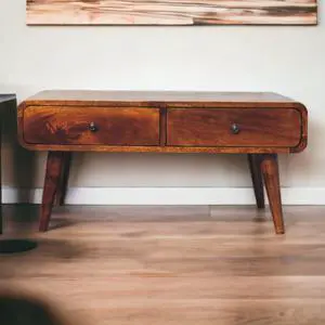 Sonata Coffee Table, 4 Drawers, Nordic Legs, Chestnut Brown