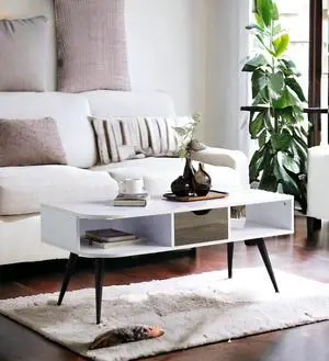 Halima White & Black Finish Coffee Table