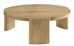 40 Inch Kepler Driftwood Finish Round Wood Coffee Table, Modern Living Room Sofa Table