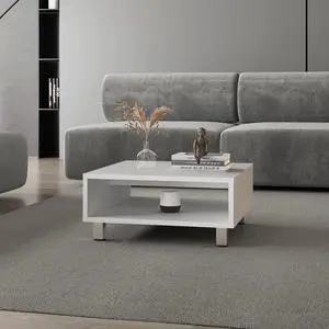 White Coffee Table with Open Storage