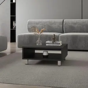 Black Coffee Table with Open Storage