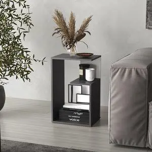 Everet 25" High 3-Tier Open Shelf Side Table, Onix - White