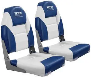 Boat Seats, 21.85" High Back Boat Seat, Folding Boat Chair with Thickened Sponge Padding and Hinge, Fold-Down Boat Captain Chairs for Fishing Boat, Sightseeing Boat, Speedboat, Canoe, 2-Pack