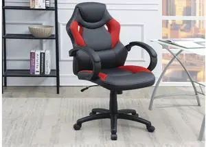 Office Chair Upholstered 1pc Cushioned Comfort Chair Relax Gaming Office Work Black And Red Color