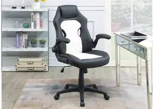 Office Chair Upholstered 1pc Comfort Chair Relax Gaming Office Chair Work Black And White Color