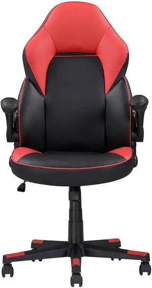 Adjustable Faux Leather Ergonomic Gaming Chair, Computer Desk/Office Chair, Black/Red