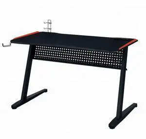 Black and Red Gaming Desk with LED Light and USB Port