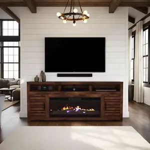 78 inch Electric Fireplace TV Stand Console for TVs up to 95 inches, Minimal Assembly, Whiskey Finish