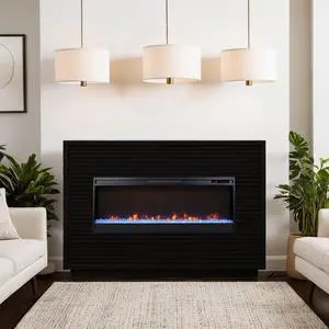 62 inch Fireplace Mantel, Black Finish