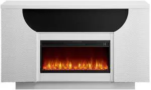 Aurora White 76 Inch Fireplace with TV Lift