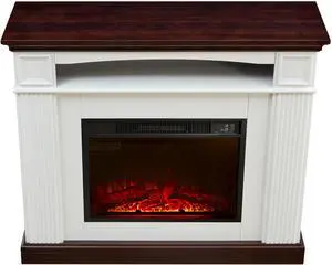 Electric fireplace with mantel shelf, freestanding fireplace heater with LED flame, 23-inch fireplace insert in firebox for bedroom and living room