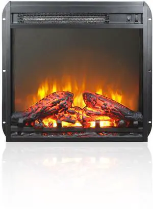 18 inch electric fireplace insert, ultra thin heater with log set & realistic flame, overheating protection