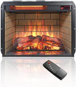 23 inch infrared quartz heater fireplace insert -woodlog version with brick