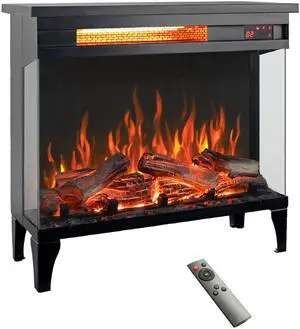 24 inch three sided glass electric fireplace with feet