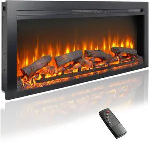 44 inch wall recessed electric fireplace with remote and Imitation Flame , LED light heater