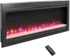 44 inch in wall recessed  electric fireplace with remote and multi color flame & emberbed, LED light heater
