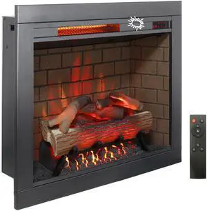 28 inch Infrared Electric Fireplace with Removable Trim kit Insert, Touch Panel Home Decor Heater, Smokeless Firebox With Fire Crackling Sound