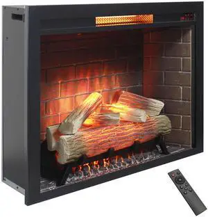 33 inch Infrared Electric Fireplace Insert, Touch Panel Home Decor Heater,Smokeless Firebox .With fixed Trim Kit .With Crackling Sound