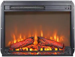 23 inch electric fireplace insert heater with log set & realistic flame, overheating protection without control
