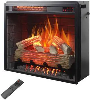 23 inch Infrared  heating electric fireplace insert, with log set & realistic flame, remote control with timer, overheating protection
