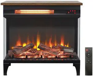 24 inch three sided glass electric fireplace with feet