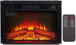 Electric Fireplace Insert 23" 1400W 120V ,Equipped with remote control, ultra thin heater with log set & realistic flame - BLACK