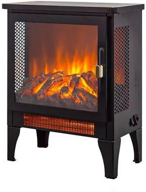 17 inch Freestanding Electric Fireplace Stove heater with 3D Flame effect,Black
