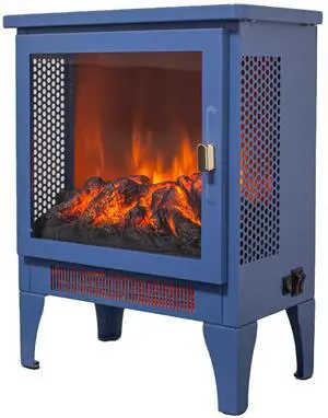 17 inch Freestanding Electric Fireplace Stove heater with 3D Flame effect,Classic Blue