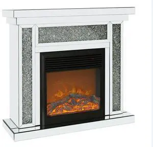10 inches wide X 10 inches deep X 32 inches high English inch acrylic diamond mirror wall furnace frame with two side pillars, independent fireplace frame with built-in filling material: acrylic high