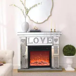 W 46" X D 12.6 X H 41"Acrylic diamond mirror fireplace cabinet, TV fireplace cabinet