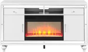 TV Stand With Electric Fireplace in White